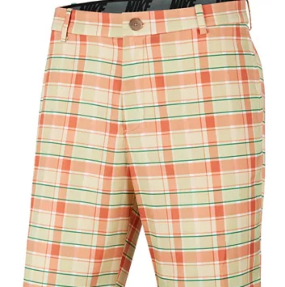 NIKE Men's Flex Plaid Golf Shorts Orange